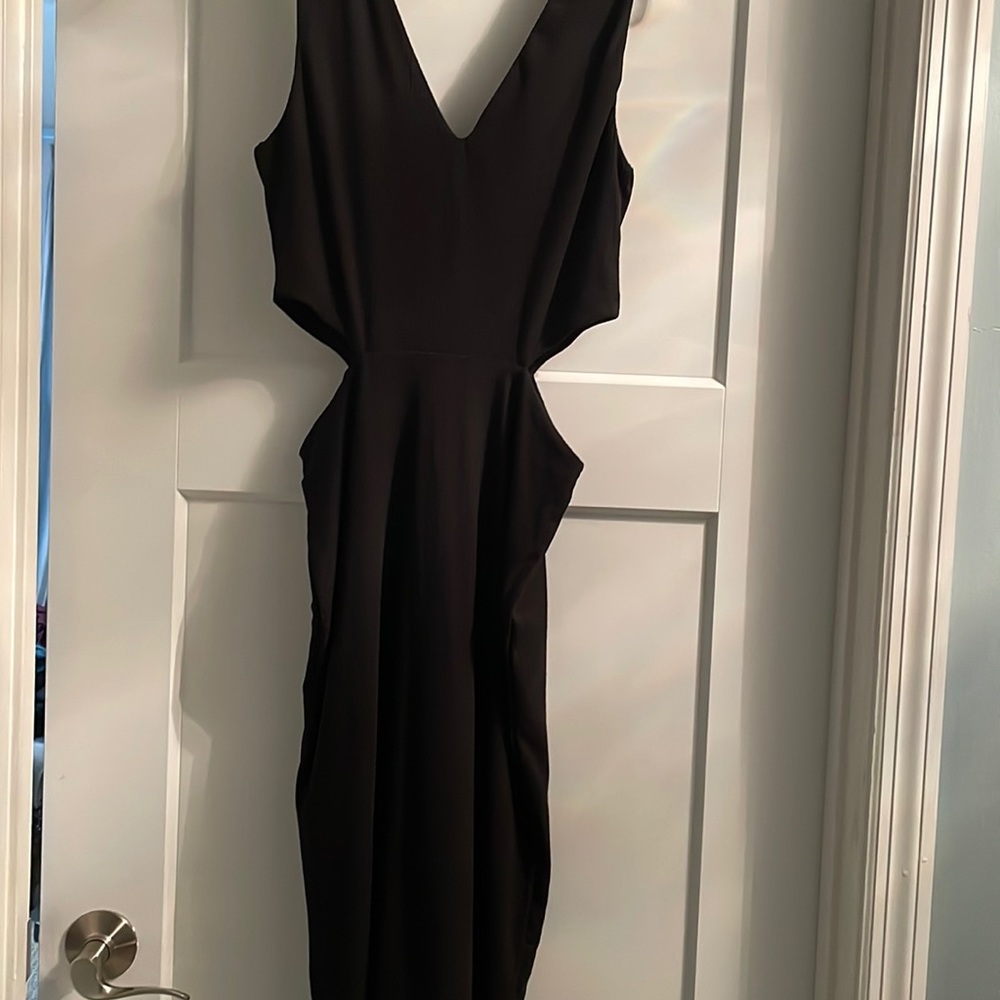 Black flattering v-neck dress.